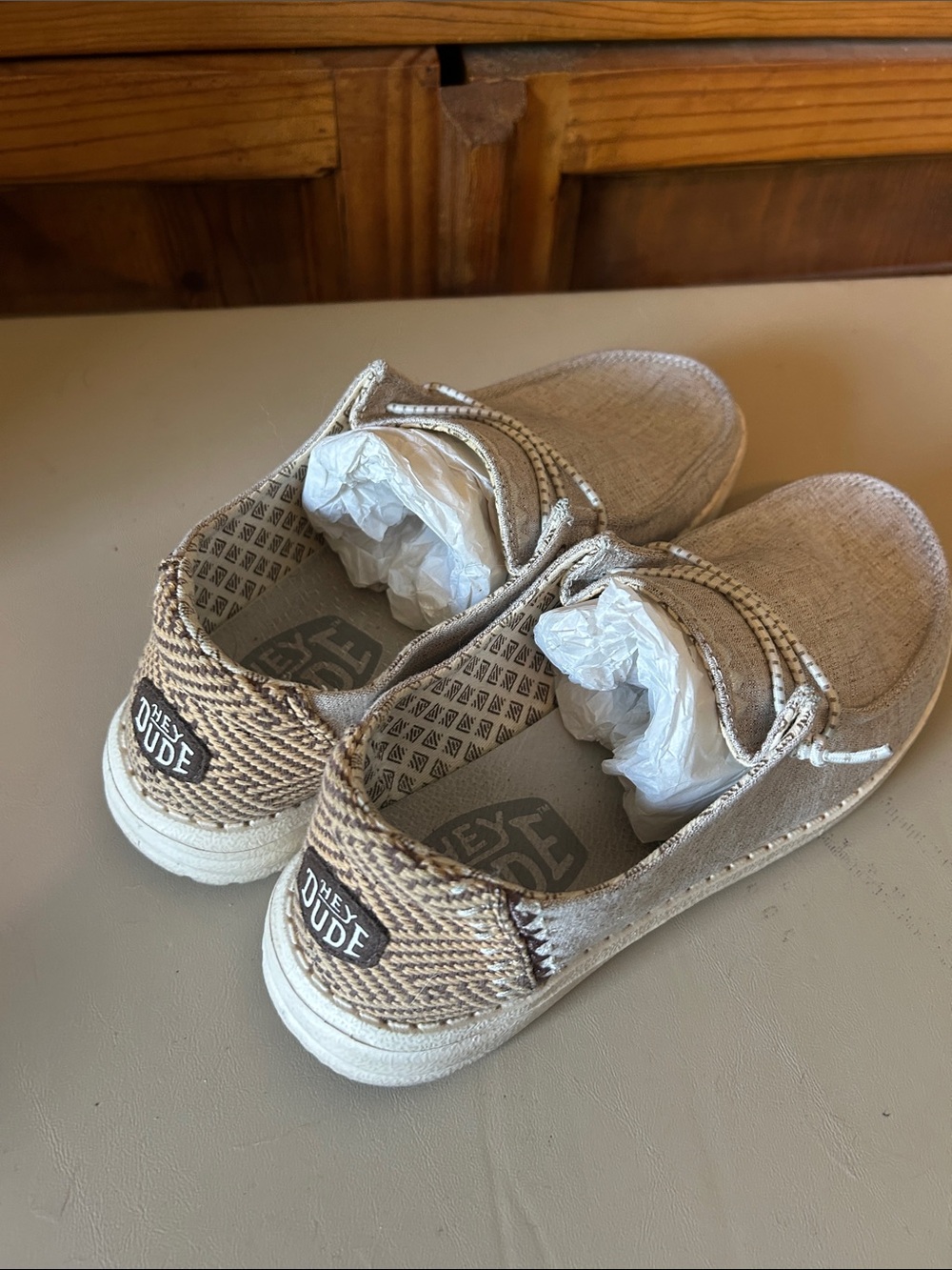 Hey Dude Kids Slip-On Shoes in Natural Beige